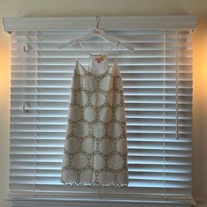 Lilly Pulitzer Size XS White and Gold Lace Dress GUC